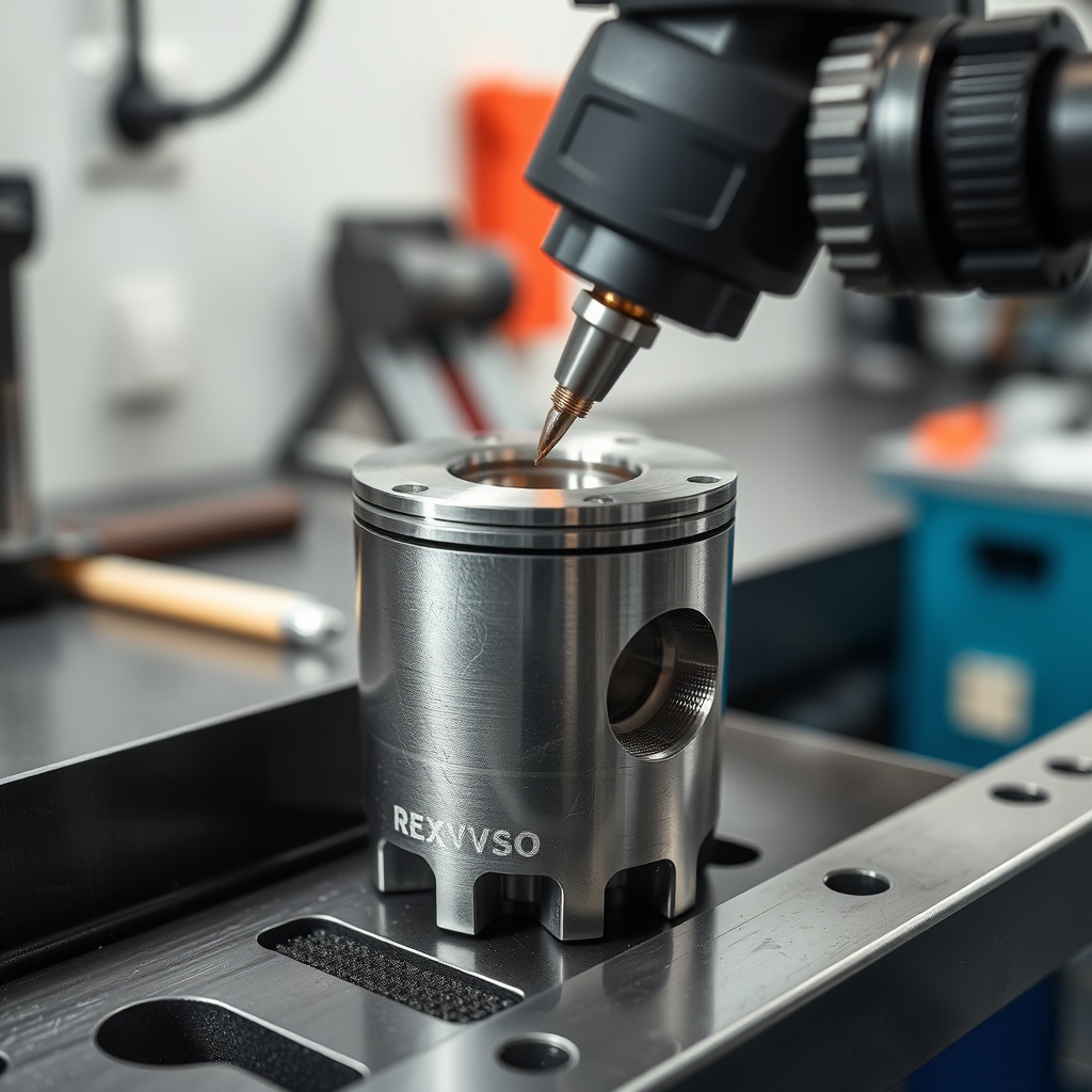 <clean photorealistic photo of a Rexroth A10VSO pump piston with visible wear marks