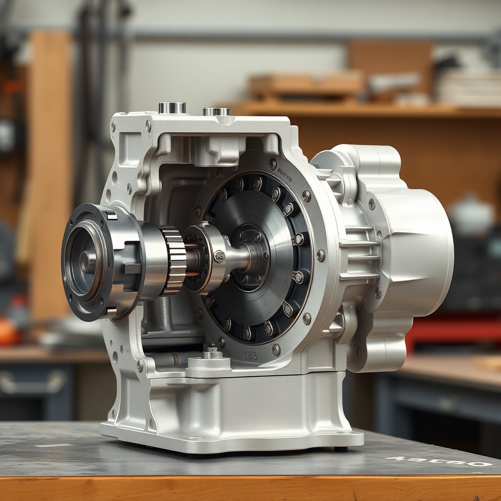 <clean photorealistic photo of a Rexroth A4VSO pump cutaway showing internal pistons and s