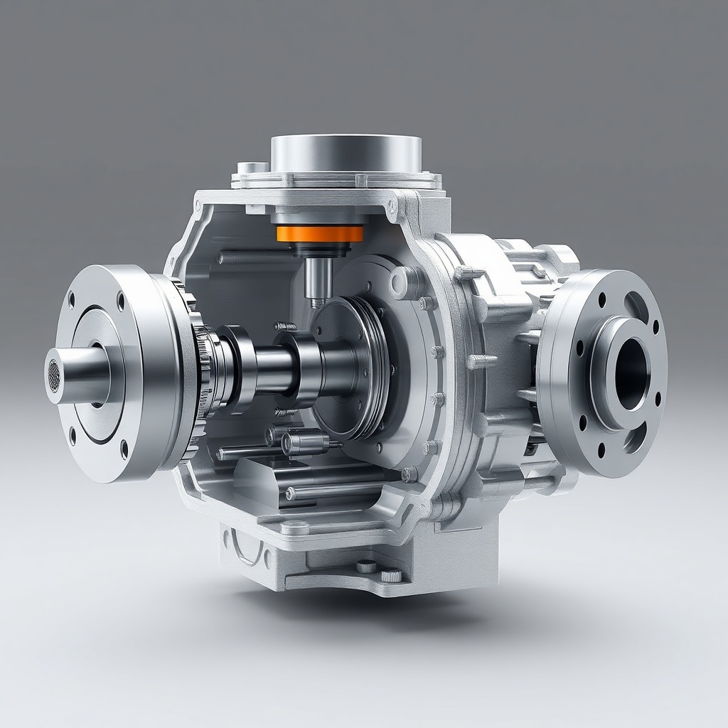 A clean photorealistic cutaway view of Rexroth A4VSO pump showing internal pistons