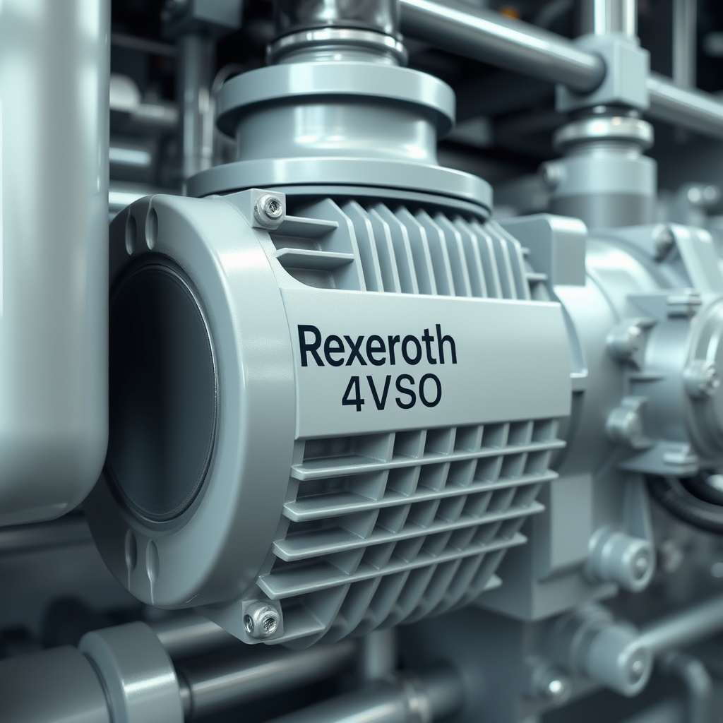 Close-up of a Rexroth A4VSO pump installed in an industrial hydraulic system